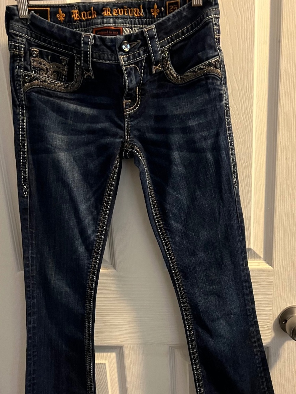 Rock Revival Jeans Womens 25 Adorna Bootcut Embroidered Flap Pockets
